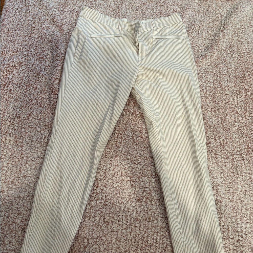 GAP Women’s Striped Cream Pants - Seersucker